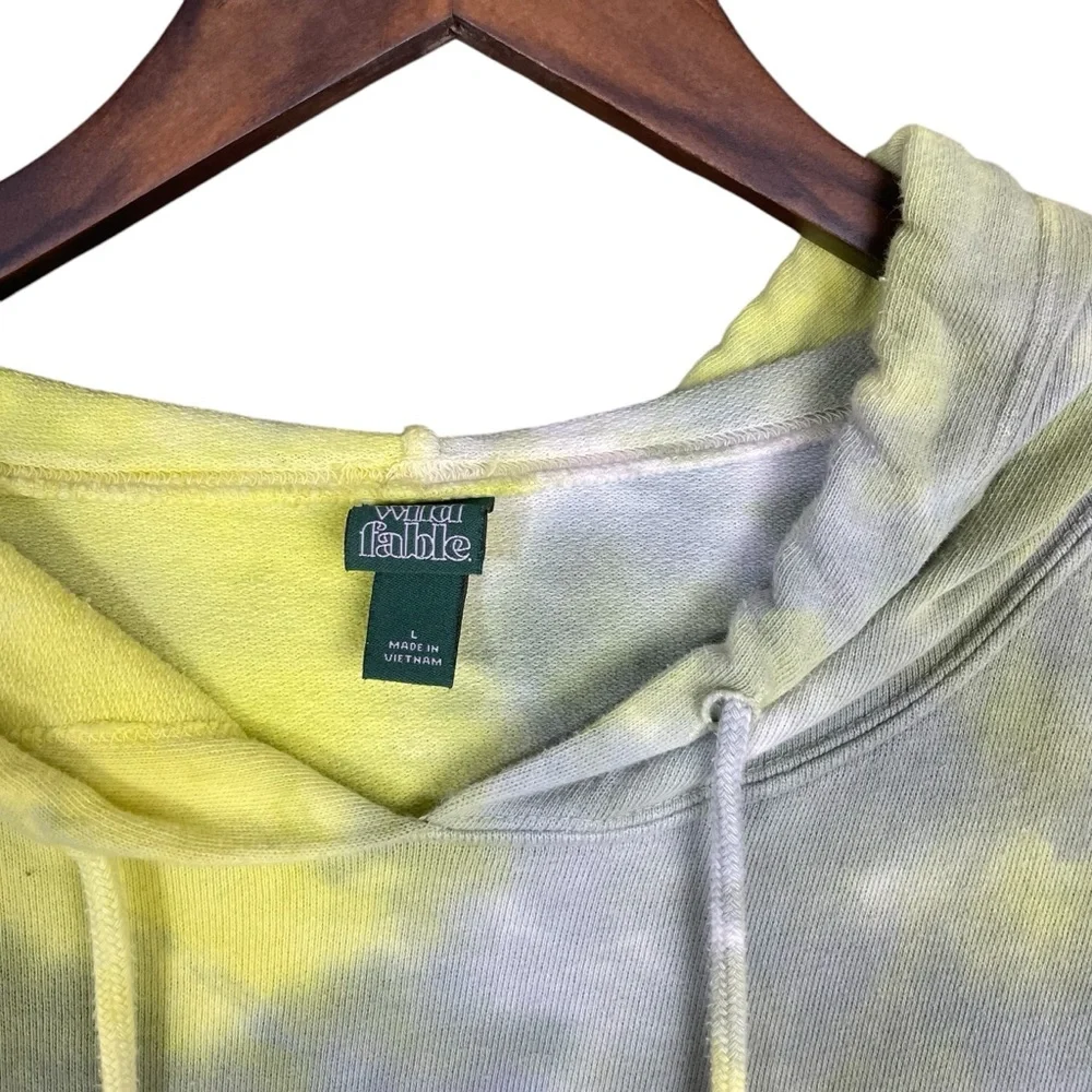 Wild Fable | Tie-Dye Hooded Sweatshirt Yellow and Gray Multicolored Hoodie - Picture 6 of 6